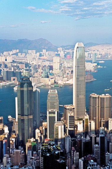 從太平山頂香港的城市視圖