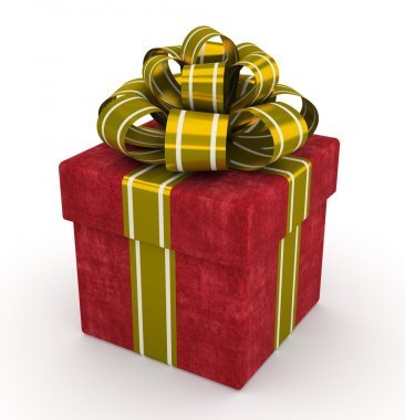 金弓上白色背景 5 孤立的红色礼品盒