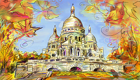 欧洲城市的街头彩色图