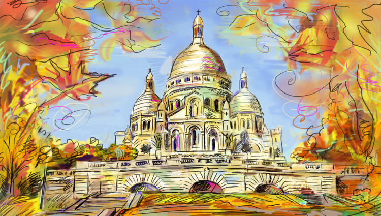 歐洲城市的街頭彩色圖