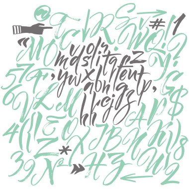 矢量字母表。手工繪制的信件。用毛筆寫(xiě)的字母