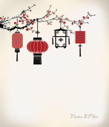 中國(guó)的燈籠掛在櫻桃樹(shù)上