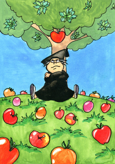 Isaac Newton sat under an apple tree