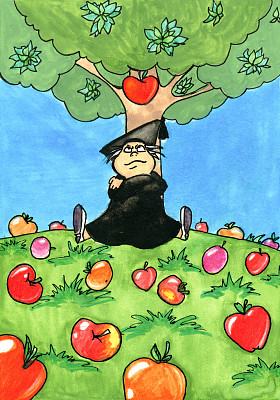 Isaac Newton sat under an apple tree