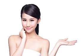 健康皮肤的年轻女子显示图片