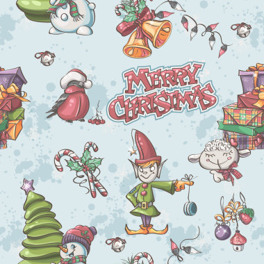 圣誕節(jié)和新年與雪人，Chr 的無縫紋理