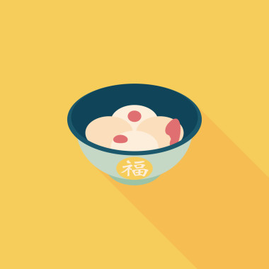 中國(guó)新年湯原平面圖標(biāo)與長(zhǎng)長(zhǎng)的影子，eps10