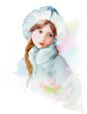 女孩在除帽子和毛皮大衣