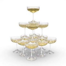 堆栈的香槟杯与剪切路径图片