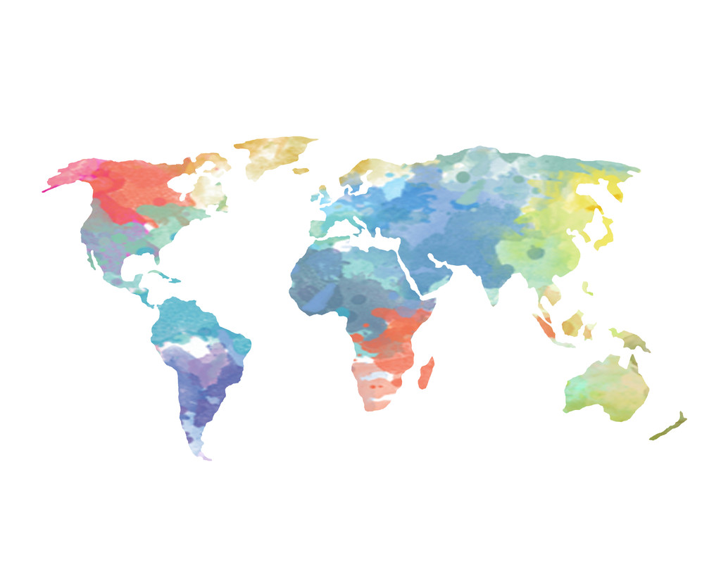水彩世界地图图片