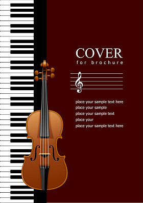 封面的小册子与钢琴与小提琴的图像说明