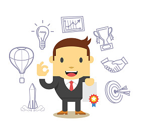 矢量平面的商人。图标集