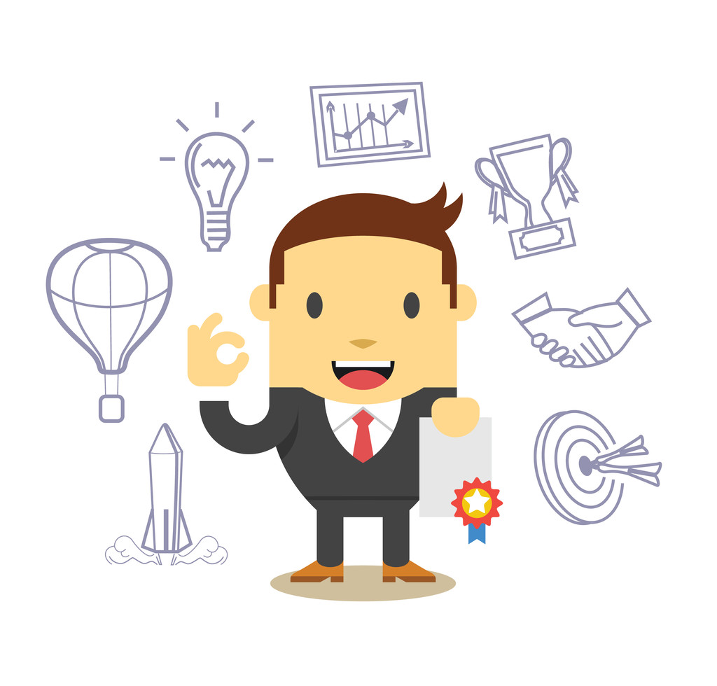 矢量平面的商人。图标集