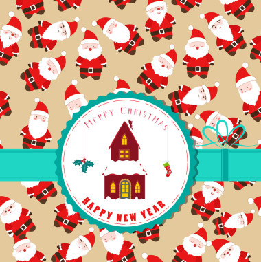 復(fù)古圣誕標(biāo)簽與圣誕屋圖片