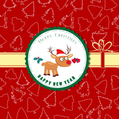 老式复古圣诞标签与鹿图片