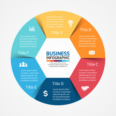 矢量圓圖。用于圖表、 圖形、 演示文稿和圖表的模板。經(jīng)營(yíng)理念與 6 選項(xiàng)、 零件、 步驟或過(guò)程。抽象背景