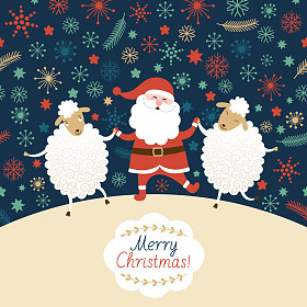 圣诞老人与羊共舞图片