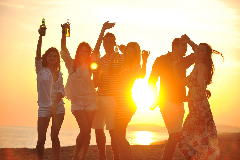青年组享受海滩夏季聚会图片
