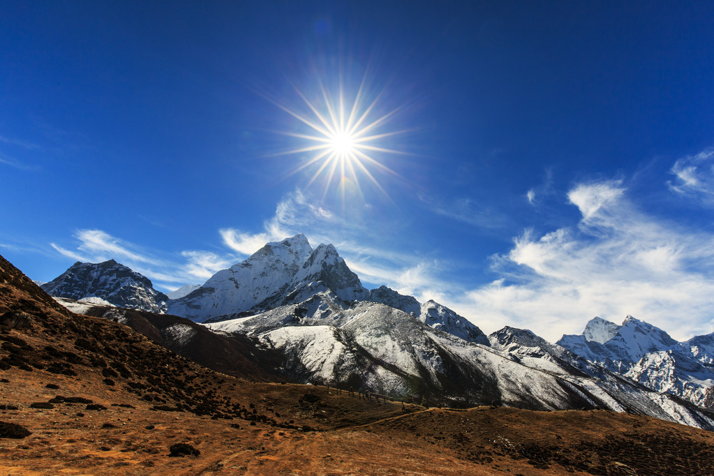 在喜马拉雅山脉的高山风景秀丽 在喜马拉雅山脉的高山风景秀丽