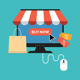 在线购物的概念。平面设计时