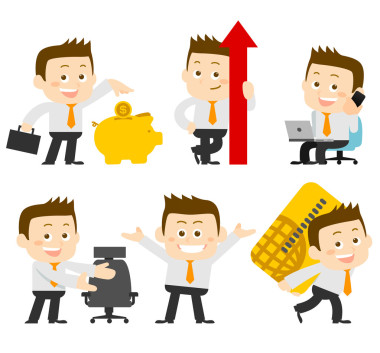 組的商人在不同的姿勢。經(jīng)理