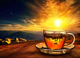 喝杯茶在日落 