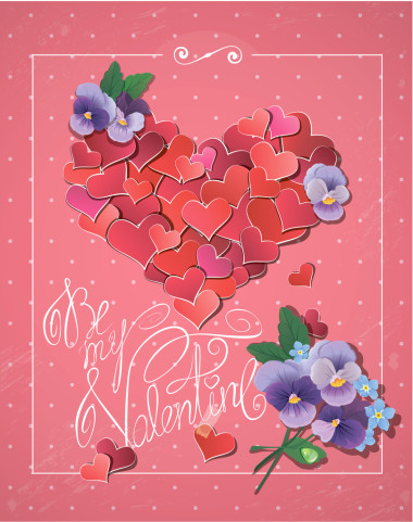 情人节贺卡与红心的五彩纸屑在大心的形状