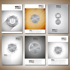 金属钮扣。小册子、 传单或报告业务，模板矢量