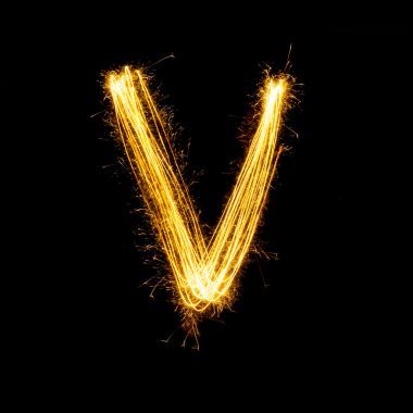 煙火煙花光字母 V.圖片