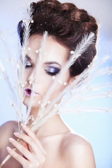 冬天的女王。圣誕女孩 Makeup.Make-向上