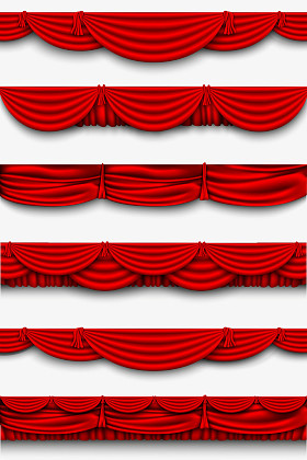 红色丝绸设置对和丝绸红色的窗帘