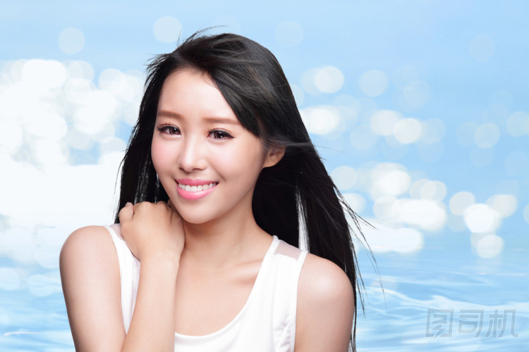 美麗的女人的臉和長長的頭發(fā)