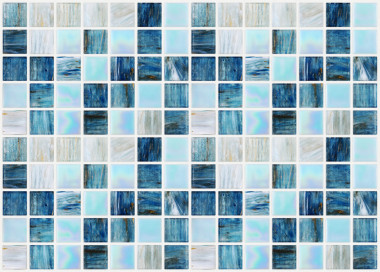 与各种影响大理石的蓝色正方形瓷砖