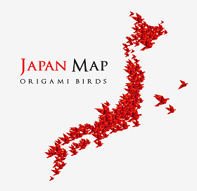 日本地图状从折纸鸟