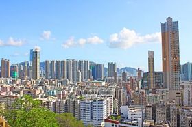 香港市区与拥挤的大厦