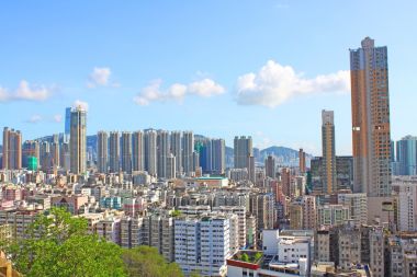 香港市区与拥挤的大厦