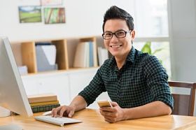 快乐的人，在他的工作场