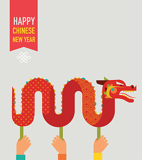 中国新年背景与红龙图片