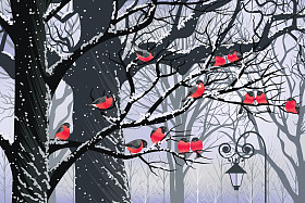 bullfinches 在树上