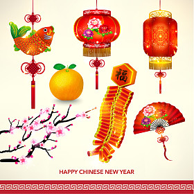 快乐的农历新年装饰套图片