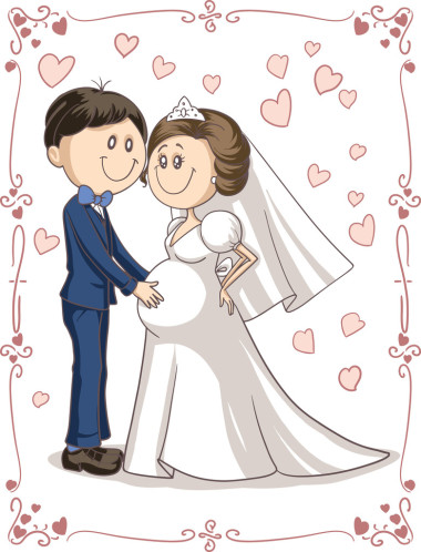 怀孕的夫妇的婚礼邀请矢量卡