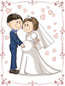 怀孕的夫妇的婚礼邀请矢量卡