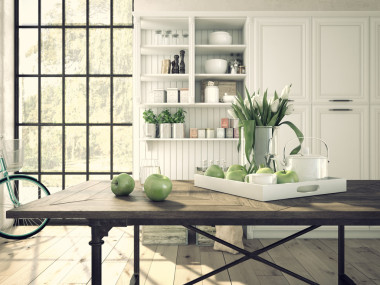 堆的郁金香在桌子上。3d 渲染