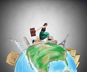 女人旅游运行图片