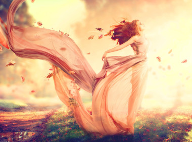 秋季夢(mèng)幻般的女孩照片