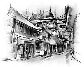 城市街道的插图照片