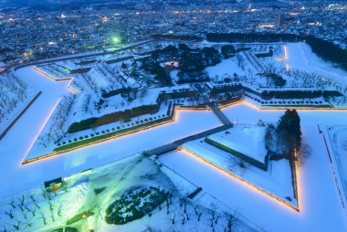 五棱郭黄昏在北海道函馆