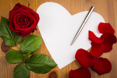 紙幣的心與玫瑰 Pettles 和筆在木頭上