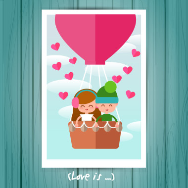 几个爱男孩和一个女孩在贺卡