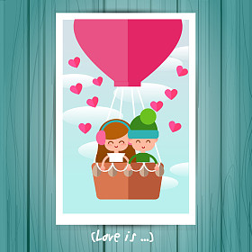 几个爱男孩和一个女孩在贺卡